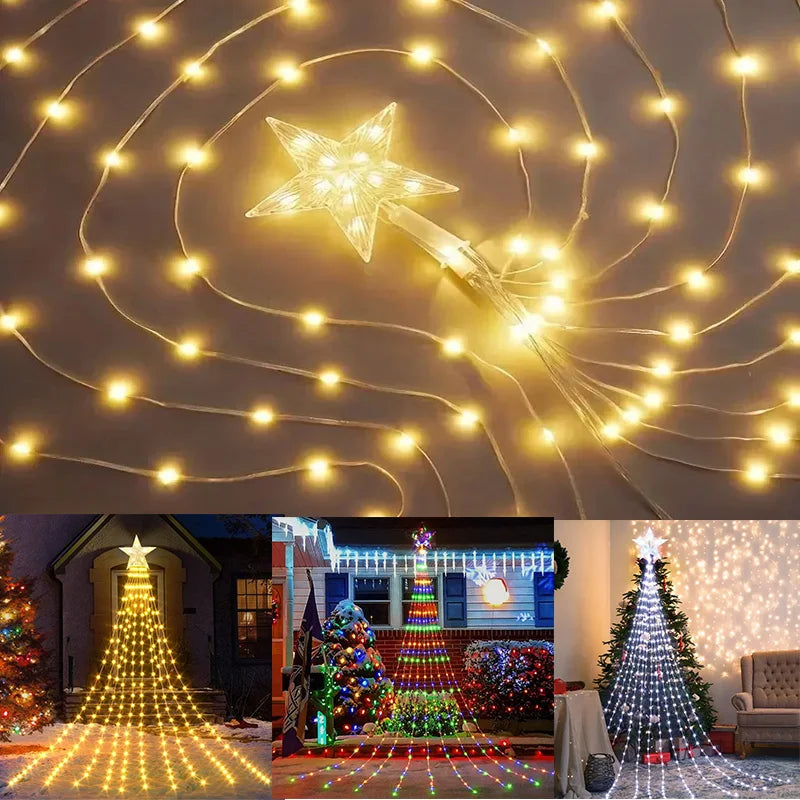 Christmas Trees New Year's Eve Decorations Christmas Decoration 2025 Garden Ambience  Lights  Christmas Star String Lights