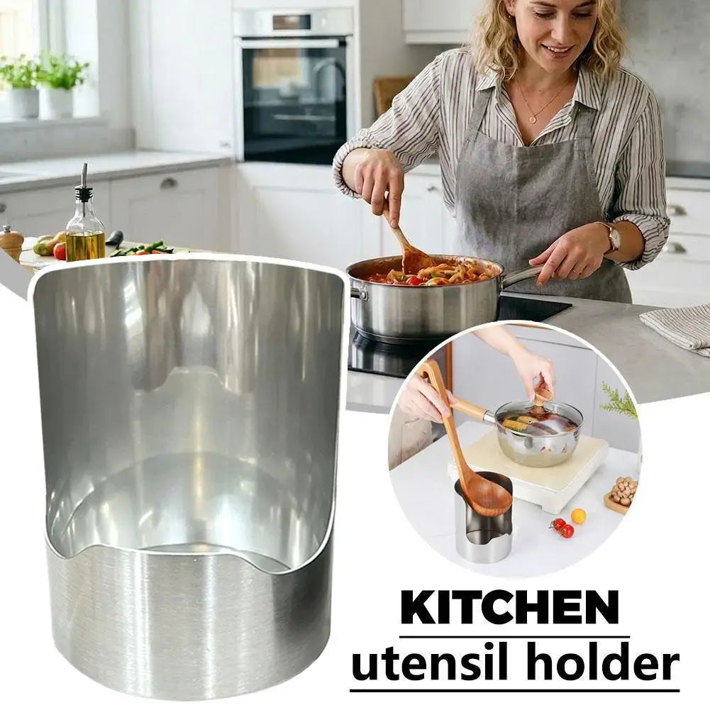 2in1 Stainless Steel Spoon Holder Rack Steel Lid and Utensil Holder, Multipurpose Kitchen Organizer for Spoons, Ladles, Cutting