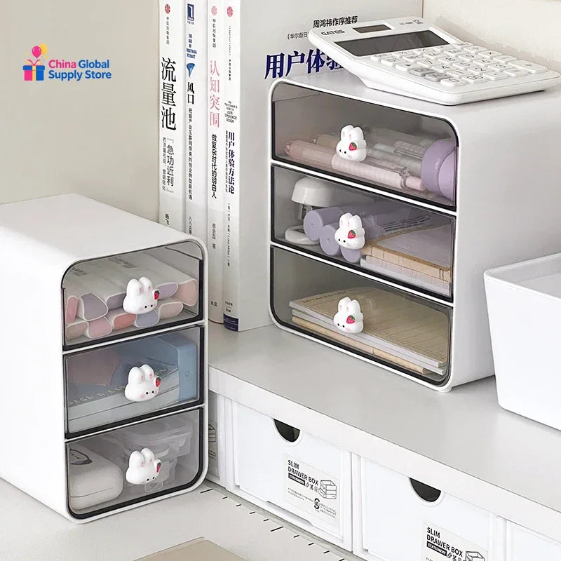 Transparent 3-Drawer Desk Organizer