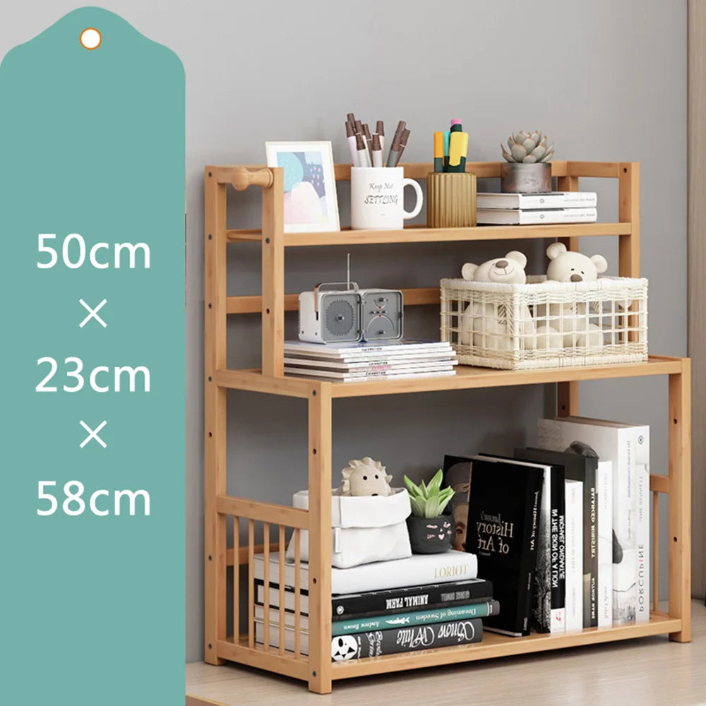 Three-Tier Bamboo Desktop Storage Rack, 50 cm