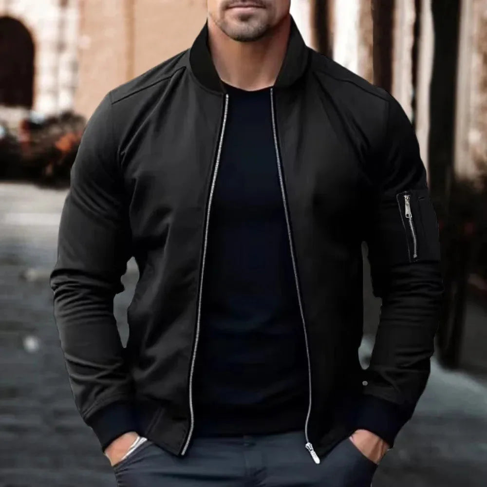 Autumn New Jackets for Men Solid Color Bomber Jacket Coat Business Stand Collar Male Windbreaker Outwear Mens Zipper Streetwear