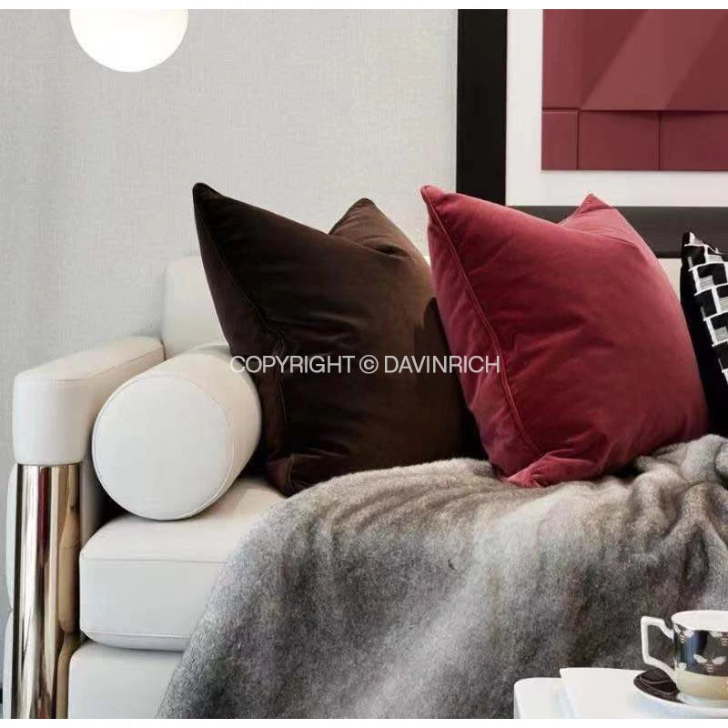 DAVINRICH Italian Velvet Throw Pillow Covers Soft Decorative Luxury Solid Square Cushion Case For Sofa Couch Bedroom Olive Green
