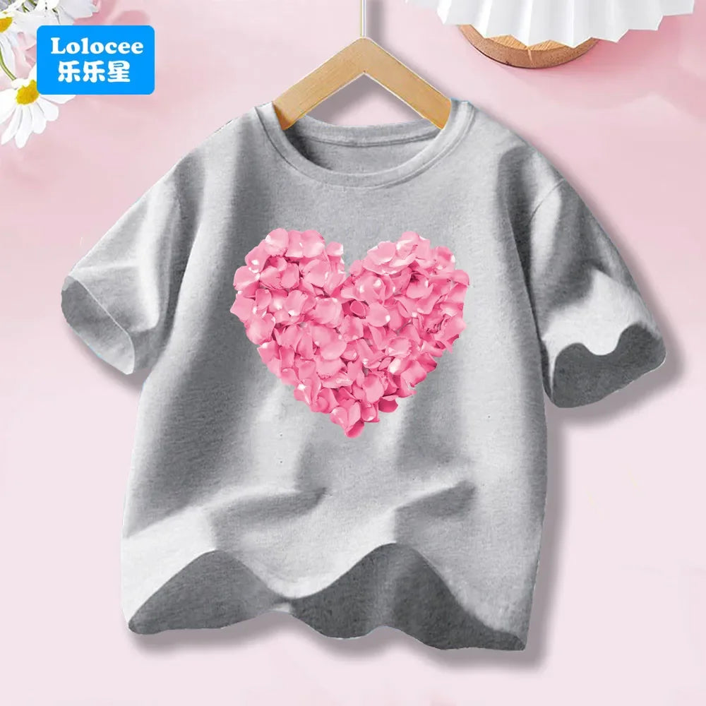 Girls’ Cat-Print Short-Sleeve T-Shirt
