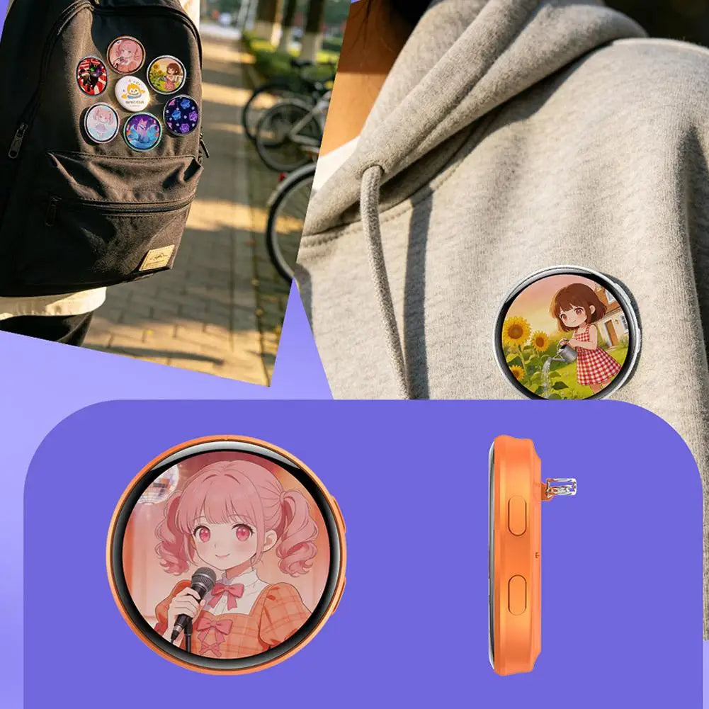 Dynamic Electronic Badge Display Pin 1.5 In Touch Screen Anime E-Badge For Game Peripherals Excellent Fans Friends Birthday Gift