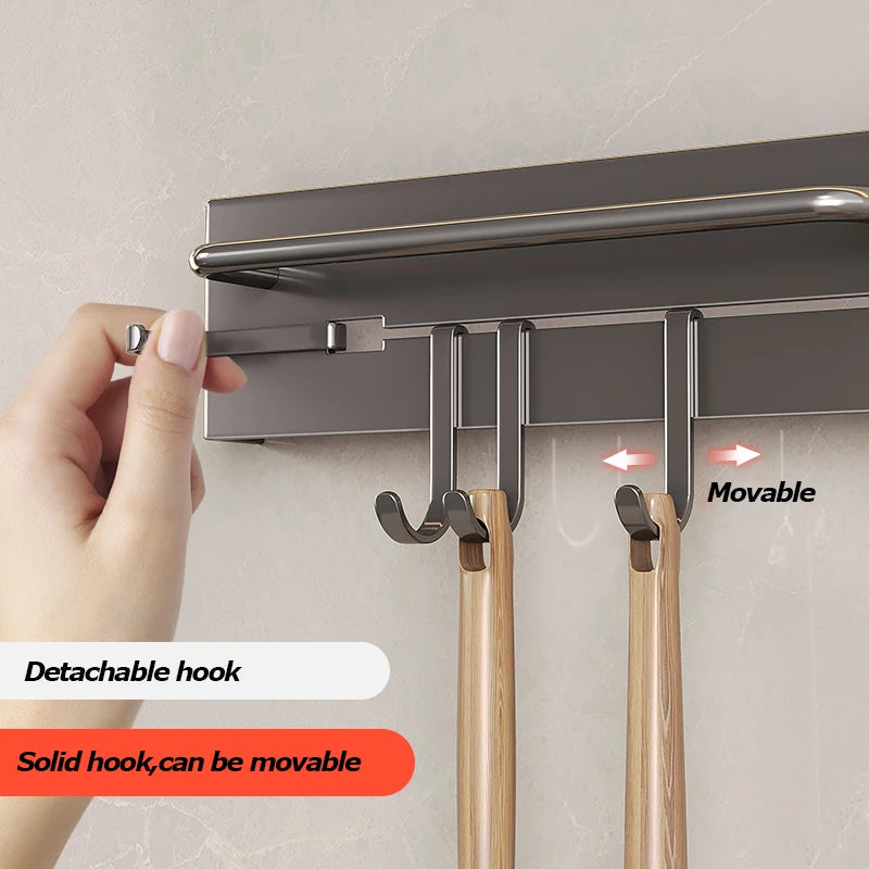 Soporte de acero inoxidable para colgar utensilios de cocina, organizador de pared para cucharas, cuchillos y accesorios de cocina.
