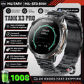 2026 New Military TANK X3 1000mAh Battery Smart Watch Men 10ATM Waterproof Swim GPS Path 1.75" AMOLED HD Call Sports Smartwatch