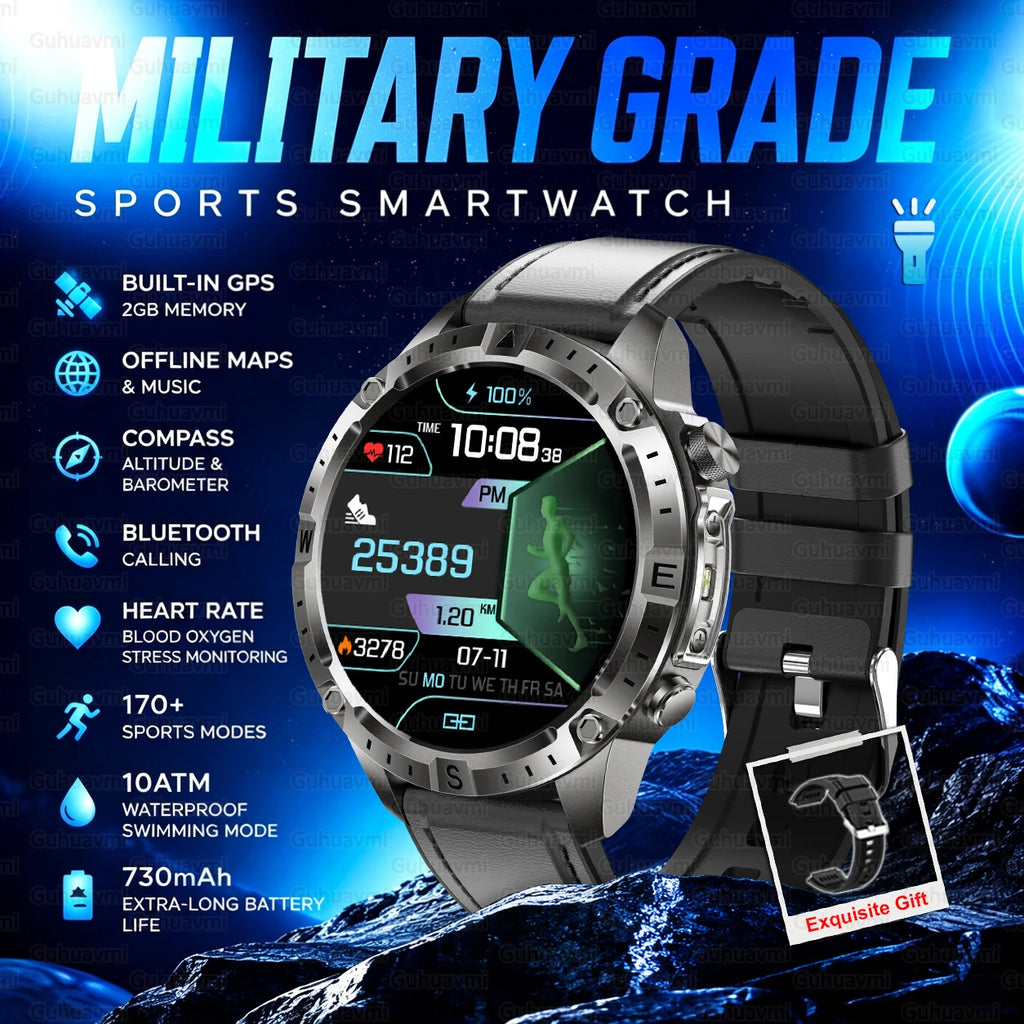 GPS Outdoor Smartwatch with Compass and Offline Map Feature