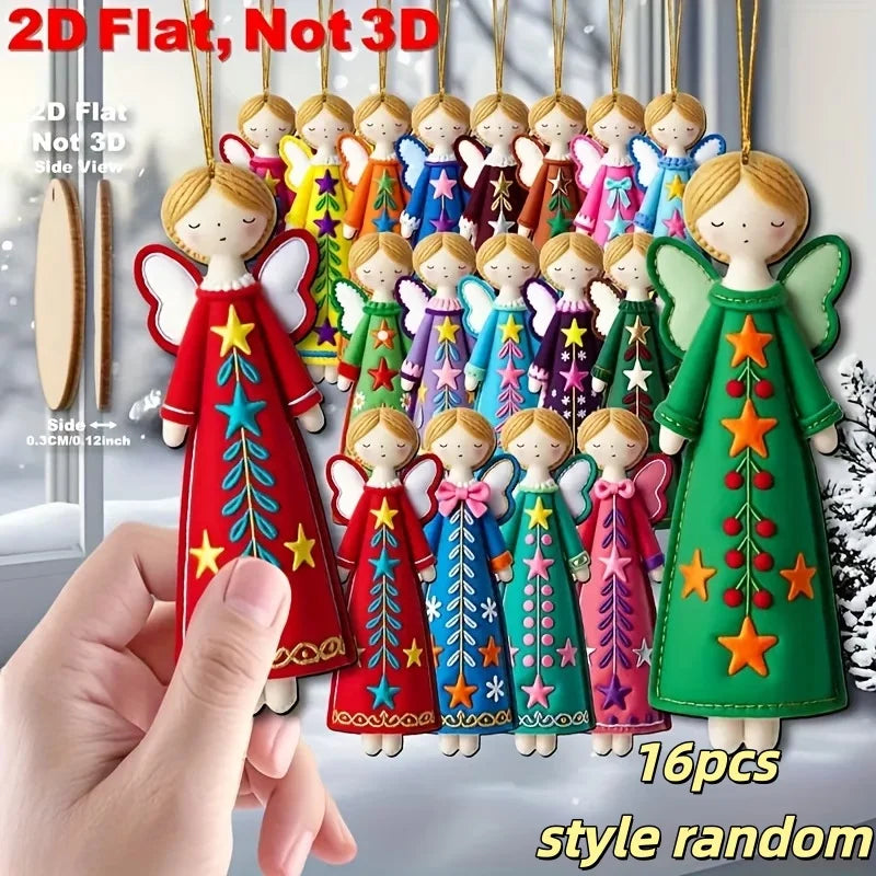 20/10 Pieces of Randomly Assorted 2D Flat Bear-Shaped Handmade Wooden Christmas Ornaments with Various Christmas Motifs, Suitable for Trees, Home Decor, Parties, and Holiday Gifts - Festive Atmosphere Decorations, Christmas T