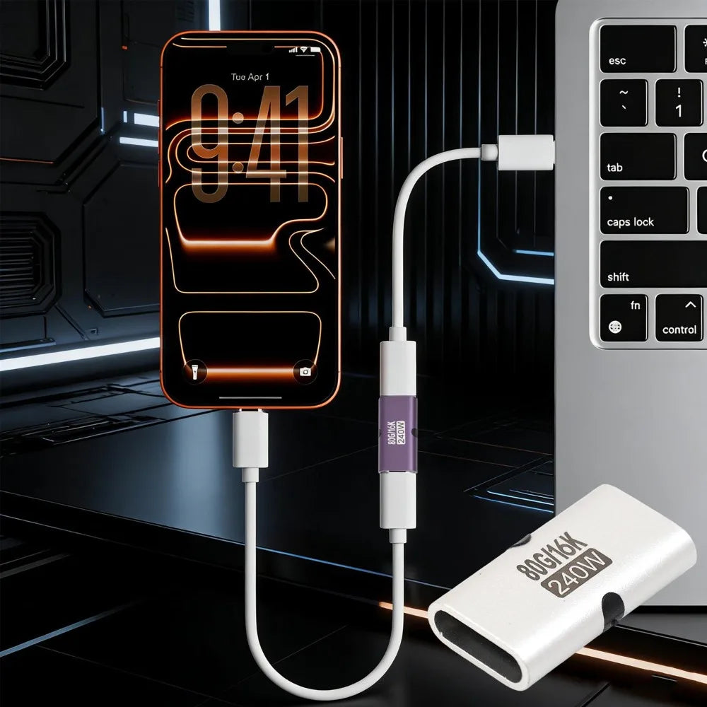 1-10pcs 240W PD USB C Female To Female Adapter 80Gbps High-Speed 16K 60Hz Video for MacBook Pro Air IPad Type-C HUB Converter