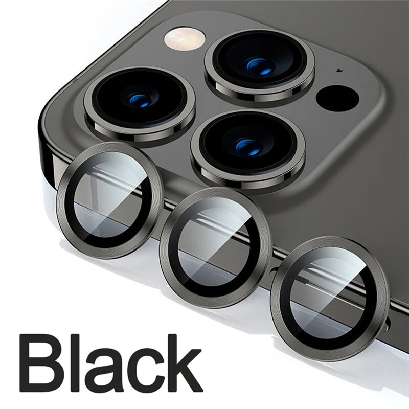 3Pcs/1Set Glass Camera Caps for iPhone 18 17 16 17E 16E Pro Max Metal Frame Lens Protector for Apple 15 14 Plus 11 12 13 Pro Max