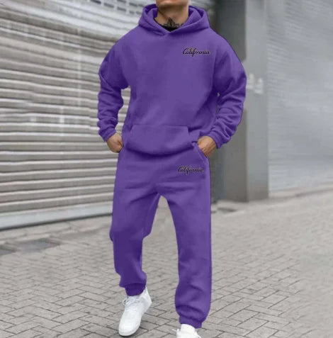 2026 letter printed sportswear set men's hooded sweatshirt long pants set spring and autumn winter warm suit Tracksuit