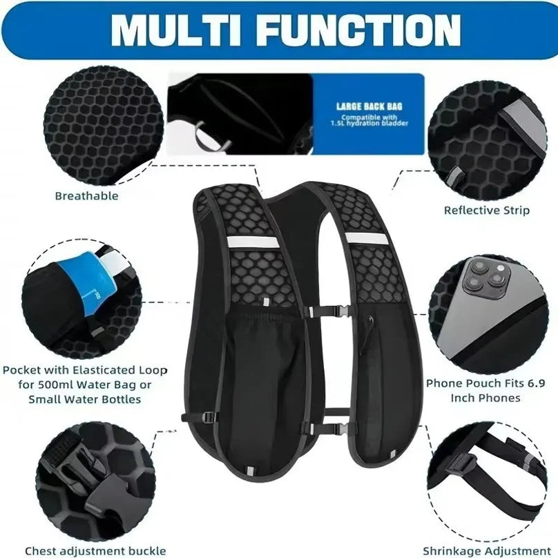 Light Weight Hydration Backpack for Outdoor Sports - Ergonomic Water Holder for Running, Cycling, Walking and Kayaking