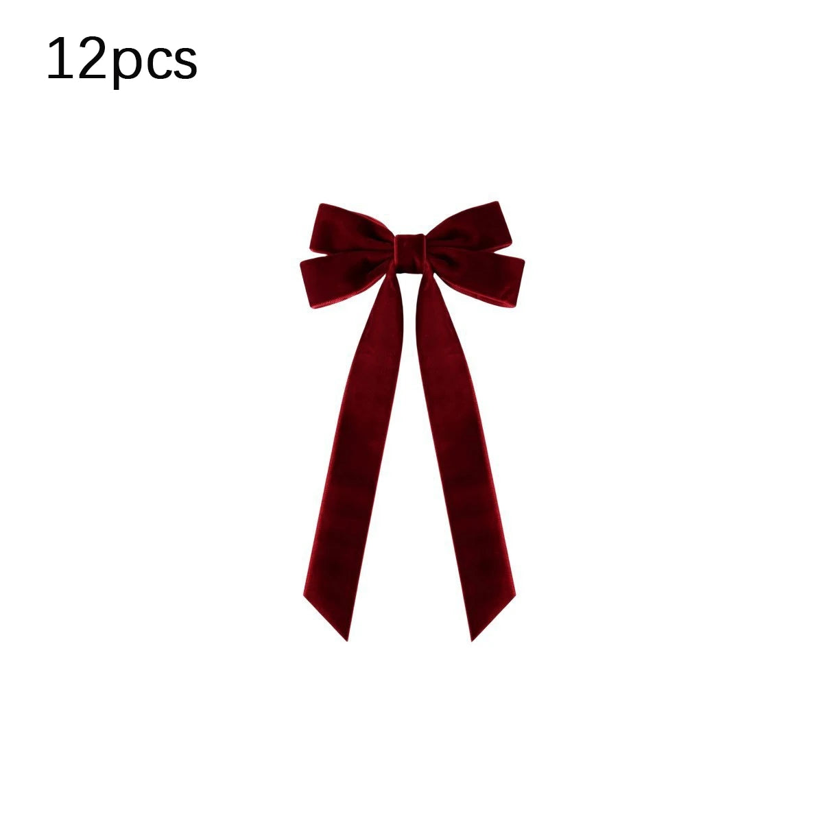 12pcs Burgundy Velvet Bows for Christmas Tree Decoration – Festive Holiday Garland Ties Soft Fabric Ribbons Holiday Decorations