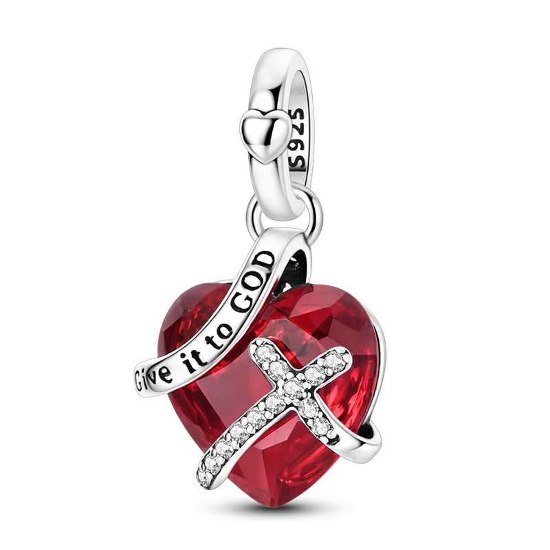 925 Sterling Silver Bright Red Charms Bead CZ Zircon Cute Doll Pendants Fit Original Bracelet DIY Jewelry Women Gift