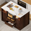 Kitchen Island Storage & Power Outlet, Kitchen Island Table with Drawers & Shelves, Dining & Prep Station, Customized