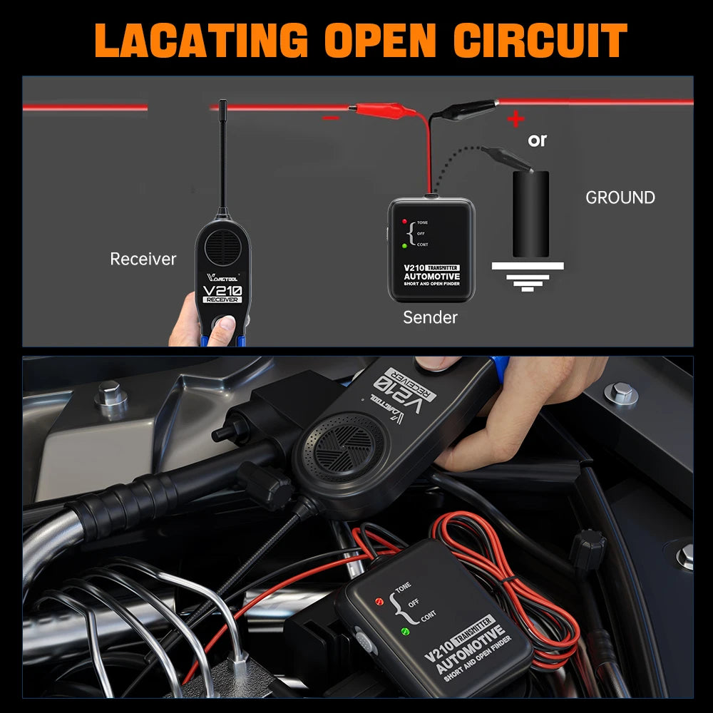 VDIAGTOOL V210 Universal 6-42V Car Electric Circuit Tester Automotive Circuit Wire Tracker Short Open Finder Auto Repair Cable
