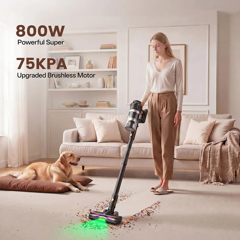 COTIAR Kabelloser Staubsauger V30 PRO 800W Leistungsstarke 75kPa Saugkraft 95 Min Laufzeit Handstaubsauger Haushaltsgerät Tragbar Abnehmbarer Akku