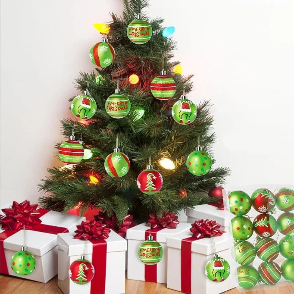 12Pcs 6cm Christmas Ball Set for Christmas New Year Wedding Spring Festival Carnival Party Scene Cloth Christmas Tree Decoration