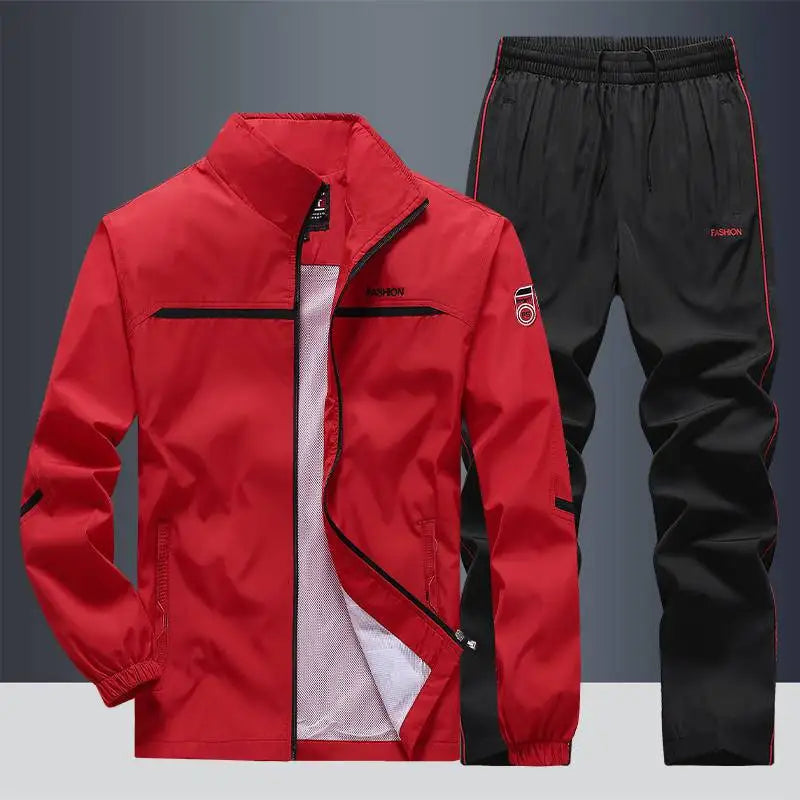 Completo sportivo uomo con giacca zip e pantaloni