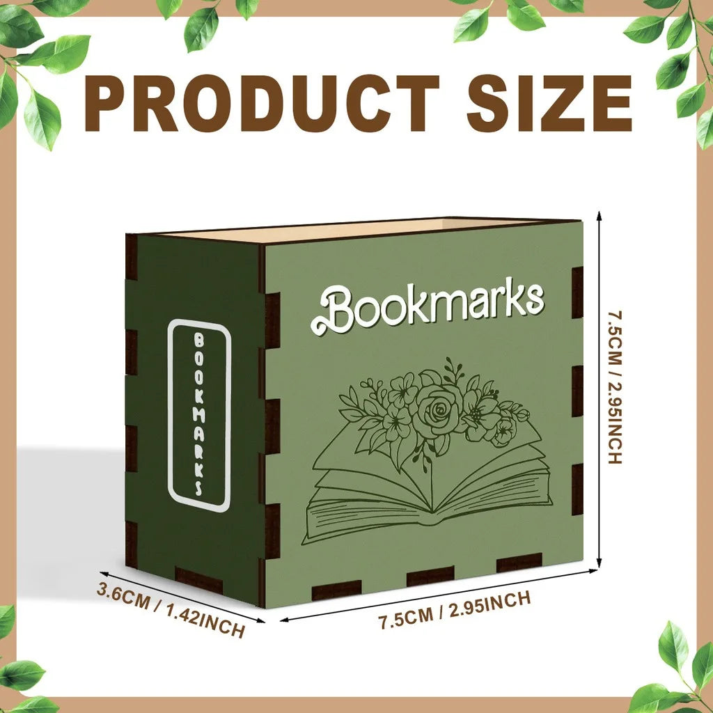 Wooden Book-Shaped Bookmark Storage Box