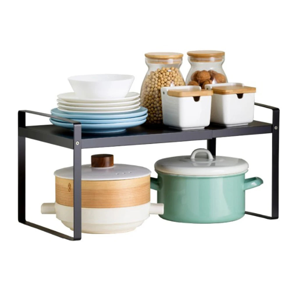 Expandable Kitchen Shelf Organizer For Kitchen Cabinet And Countertops, Storage Rack For Kitchen Counters Pantry Bathroom