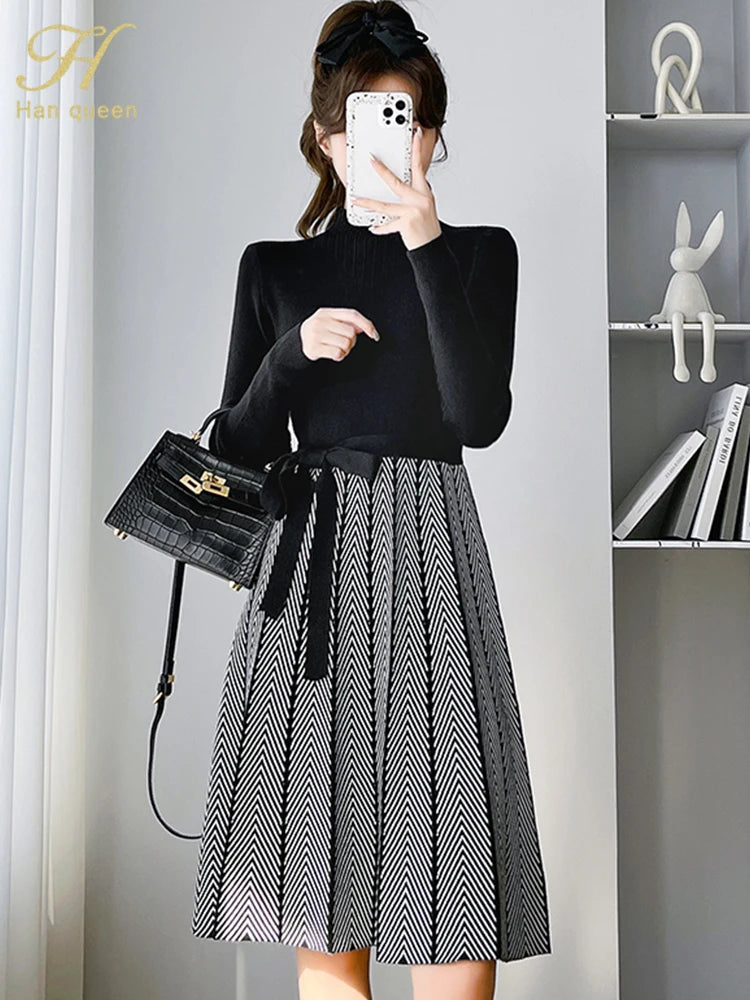 Abito in maglia donna a collo alto e maniche lunghe — immagine 2