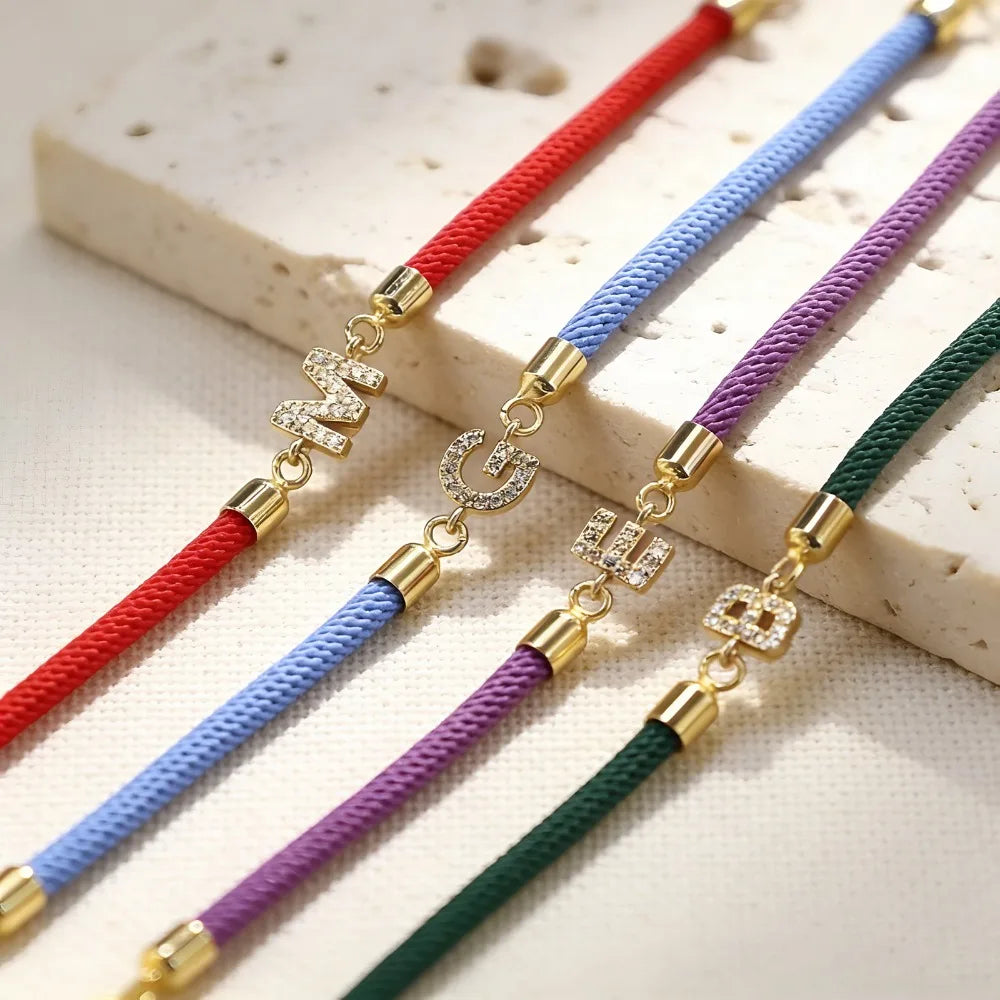 Fashion Initial Letter Charm Bracelet for Women Classic Letter A-Z Adjustable Rope Bracelet Daily Jewelry Accessories Party Gift