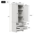 Comanlai moderner weißer Aufbewahrungsschrank 157 x 60 x 40 cm, multifunktionaler Holzschrank mit 2 Türen und 2 unteren Schubladen, einfach aufzubauendes Bücherregal und Ablagesystem für Wohnzimmer, Schlafzimmer, Küche, Badezimmer und Büro