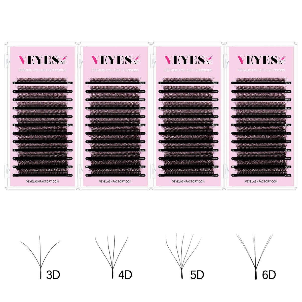 Veyes Inc W-Form Wimpernverlängerungen, Veyelash automatische Fächerbildung, 3D-, 4D-, 5D-, 6D-Fertigfächer, natürlich, weich, dicht, einzeln
