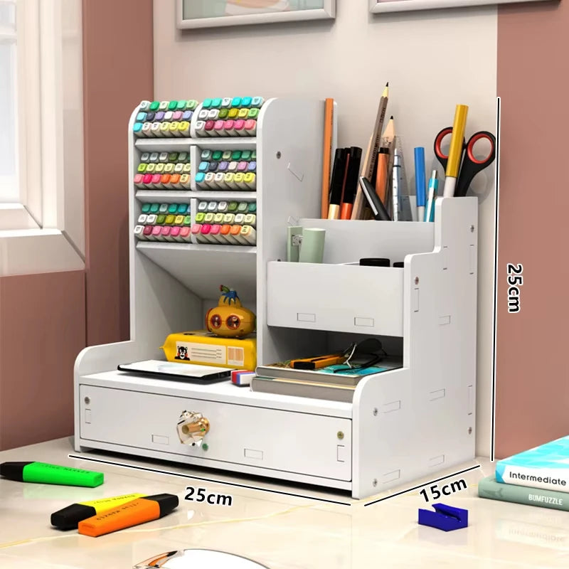 Wooden Desk Organizer with Pen Holder