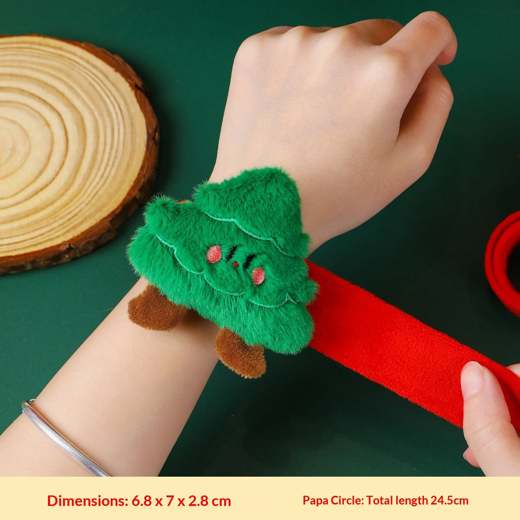 Christmas Decorations Plush Santa Claus Papa Ring Cartoon Cute Bracelet Toys for Children’s Gifts