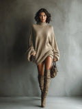 Damen-Strickkleid mit Rollkragen