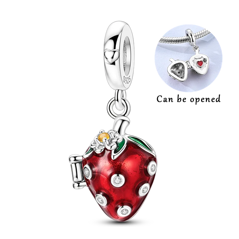925 Sterling Silver Bright Red Charms Bead CZ Zircon Cute Doll Pendants Fit Original Bracelet DIY Jewelry Women Gift