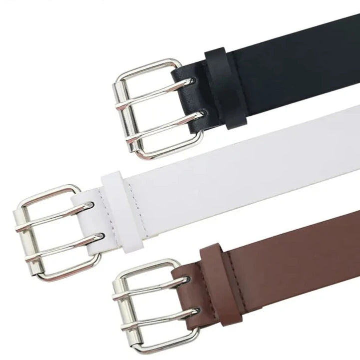 Ceinture punk gothique en cuir pour femme, marque Women Grunge, double boucle à ardillon, pour jeans, style streetwear et Halloween