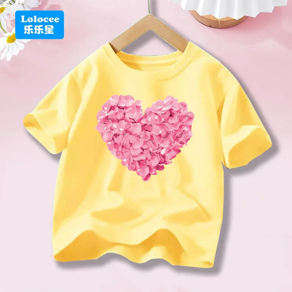 Girls’ Cat-Print Short-Sleeve T-Shirt
