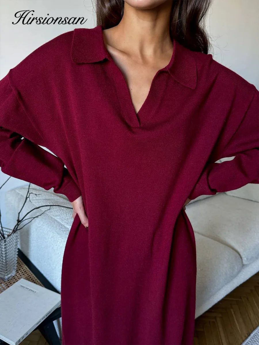 Abito midi donna in maglia con maniche lunghe — immagine 4