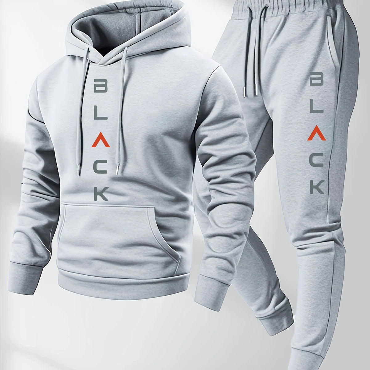 Men's soft, comfortable Boston-print hooded sweatshirt and sweatpants set, eco-friendly thin velvet warm autumn-winter hoodie.