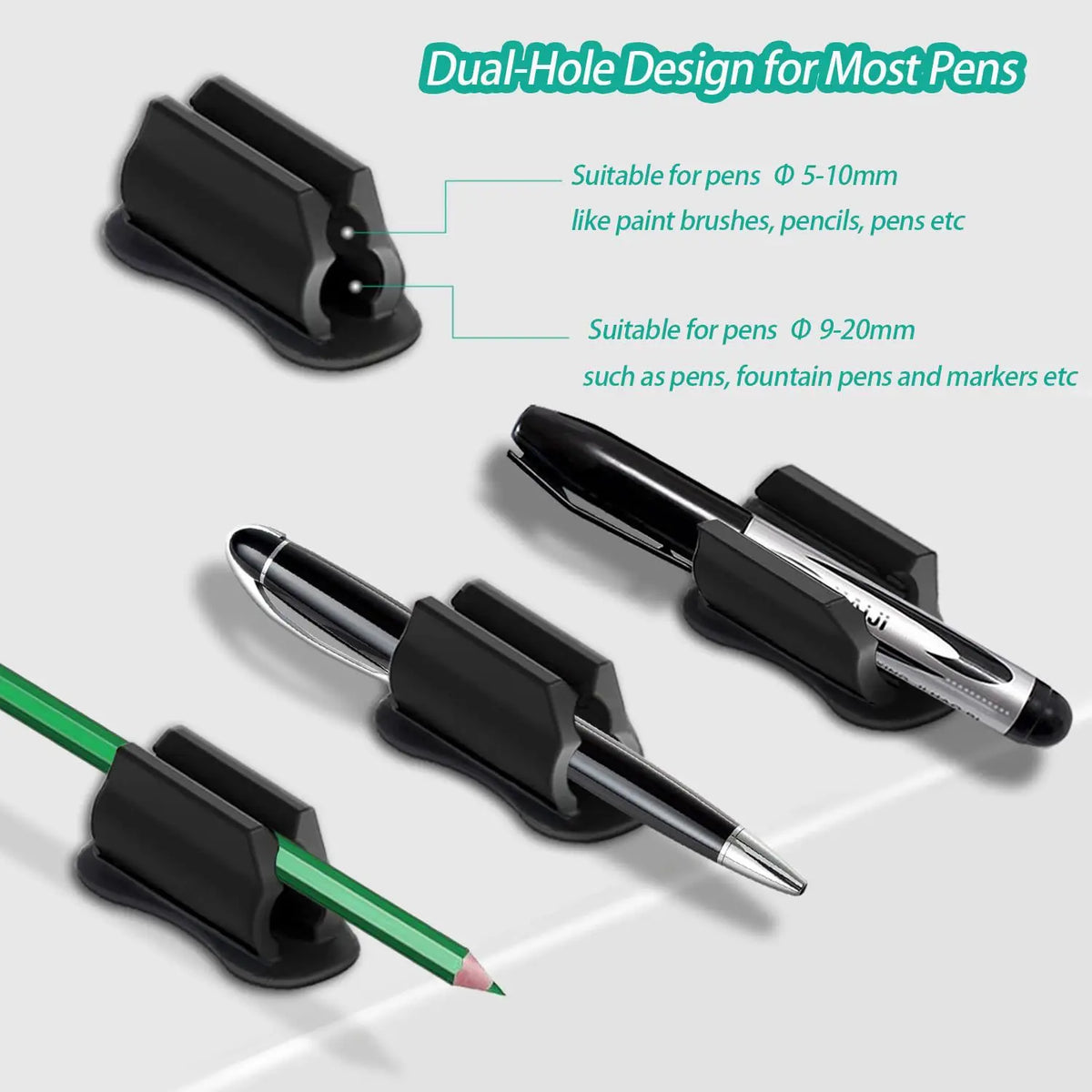 Adhesive Silicone Desk Pen Holders, 3-Piece Set
