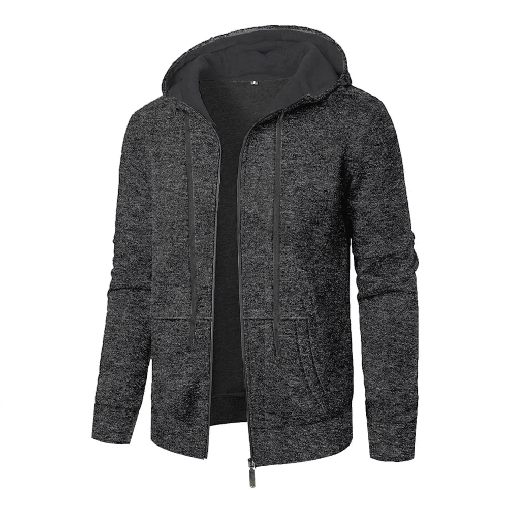 Men's Sweatshirt Jacaket Casual Simple Style Hooded Long Sleeve Outerwear Zipper Slim Fit Fashion Dailywear Male Jackets