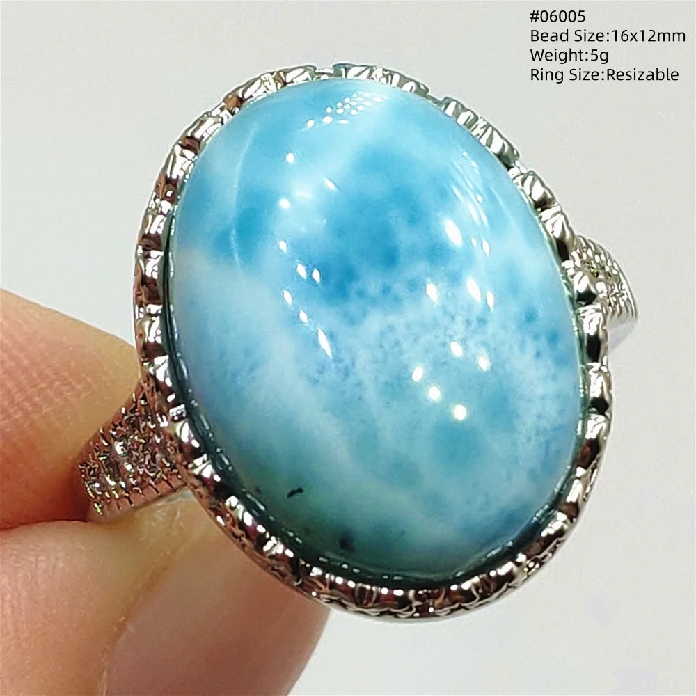 Anello regolabile in argento 925 con larimar
