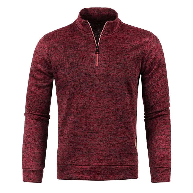 Men Autumn Winter Solid Color Sweatshirts Long Sleeve Half Zipper Stand Collar Pullover for Men Casual Classic Male Clothing