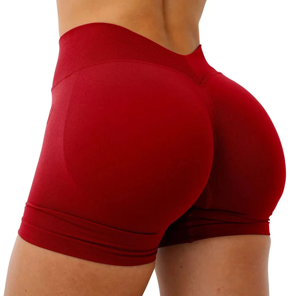 Short de sport femme sans couture, short de yoga et d'entraînement fitness, vêtement de yoga, short de sport push-up effet fessier, legging court taille V