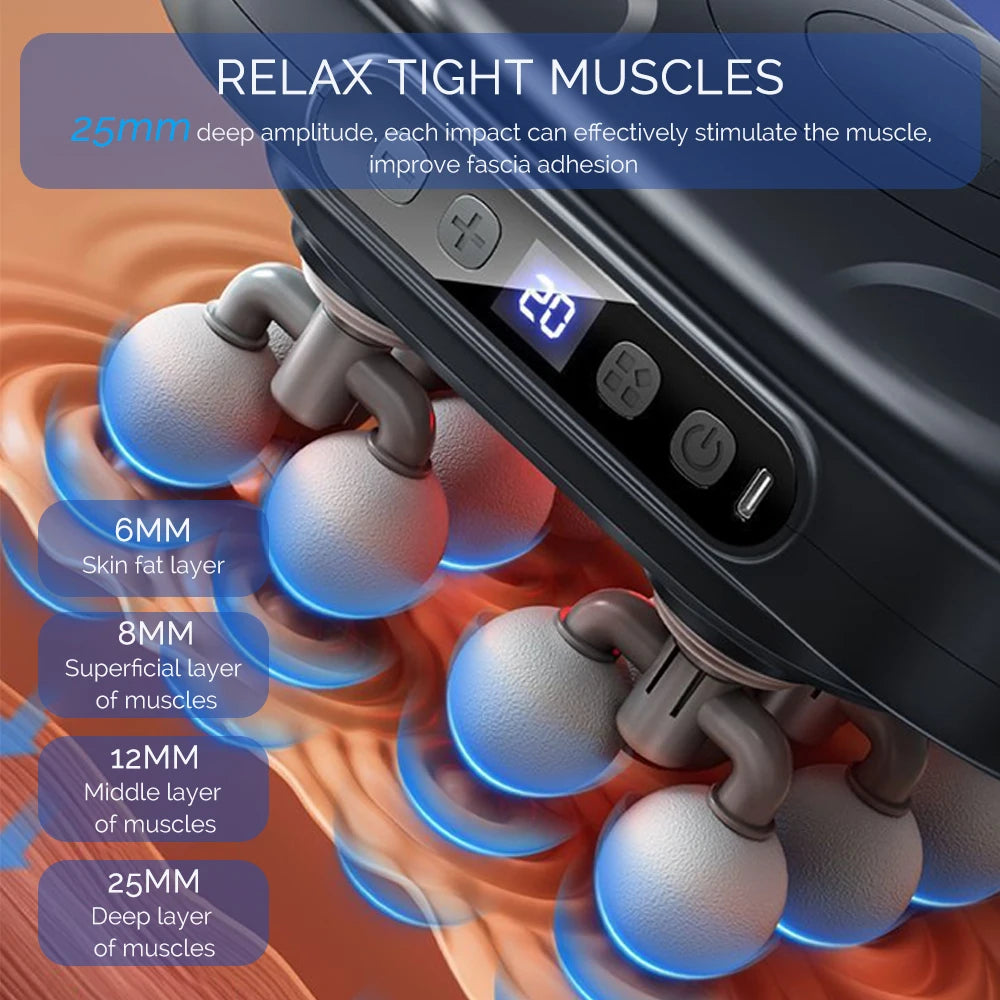 16 Massage Heads Massage Gun, Cordless Fascia Gun, High-Frequency Vibration Back and Waist Massager, Neck and Shoulder Massager
