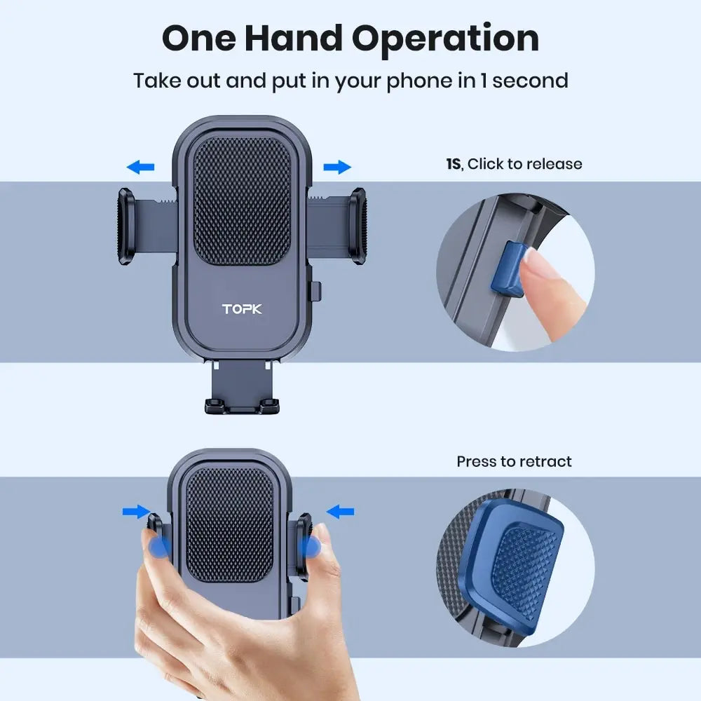 Support de téléphone pour voiture TOPK pour iPhone[Ventouse puissante] Support de téléphone pour tableau de bord d’automobile Accessoires auto pour smartphone