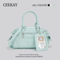 2026 New CEEKAY Boston Bag, Patent Leather Handbag with Card Holder Pendant, Casual Shoulder Bag for Women Casual Crossbody Bag