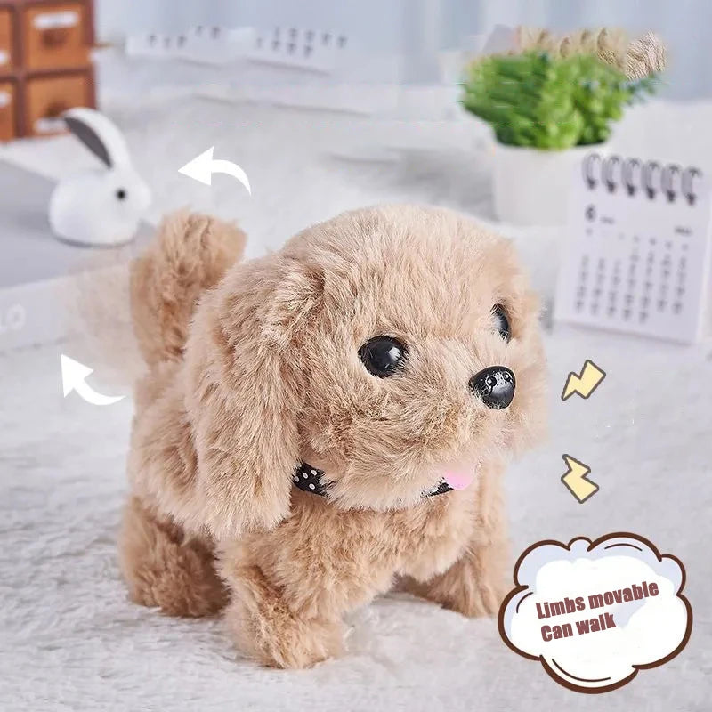 Juguete electrónico de perro mascota, peluche interactivo que camina, vibra y se mueve automáticamente, regalo de perrito eléctrico para bebés y niños