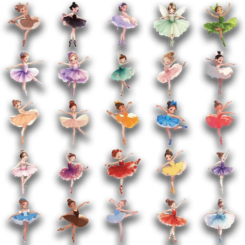 50PCS ballet girl stickers, suitable for decorating hand books, phone cases, storage boxes, suitcases, waterproof PET stickers