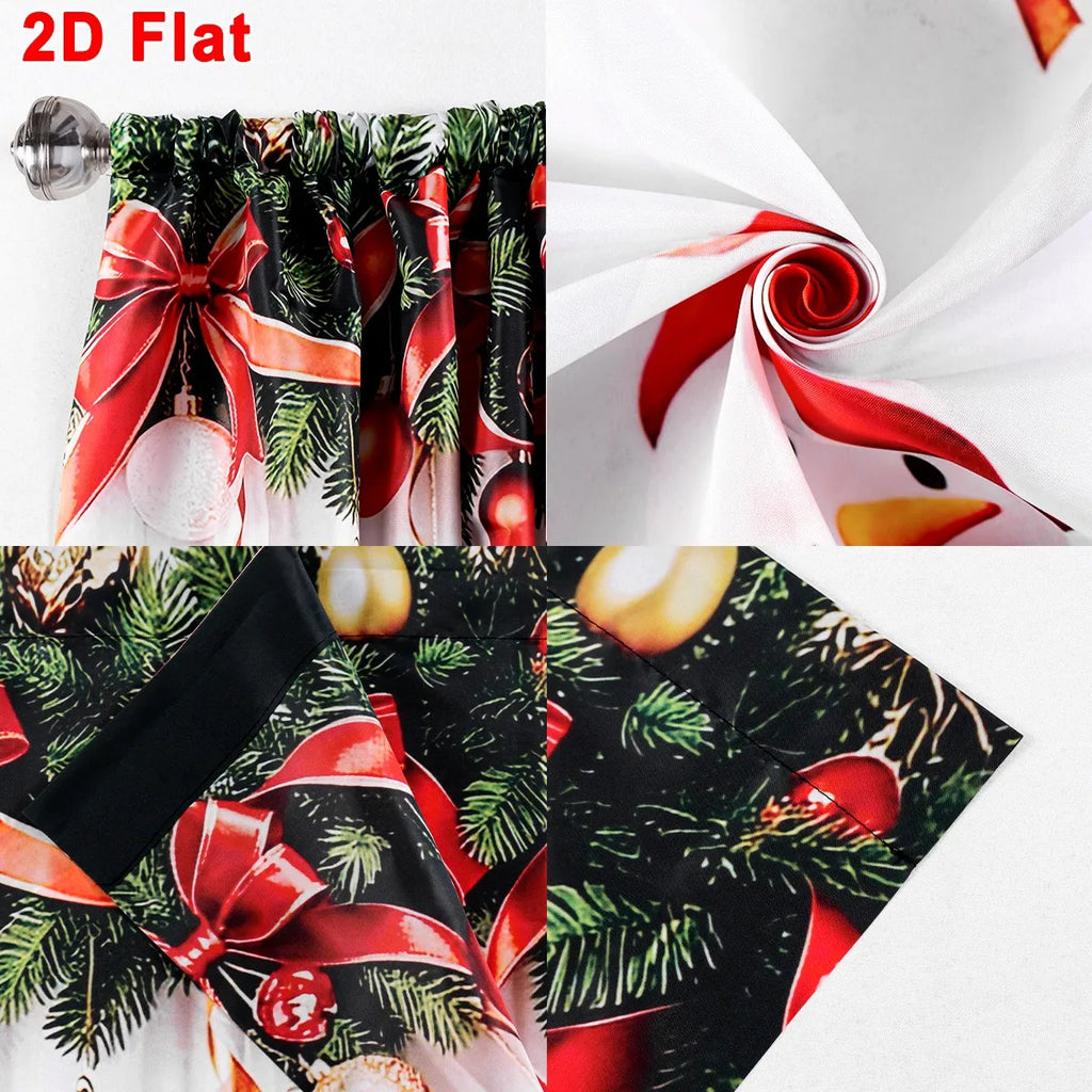 2pcs Festive Christmas Curtains Santa Claus Snowman Design Polyester Curtains 60*150cm Window Treatment for Home Decor Xmas Gift