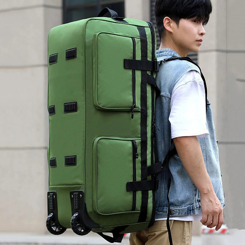 COLENARA New Oversized Travel Backpack Hand-held Folding Wheel Luggage Bag Outdoor Equipment Bag Multifunctional Tow Checked Bag