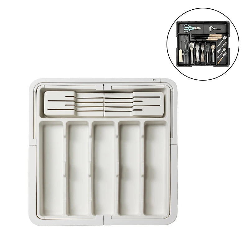Expandable Plastic Kitchen Drawer Cutlery Tray